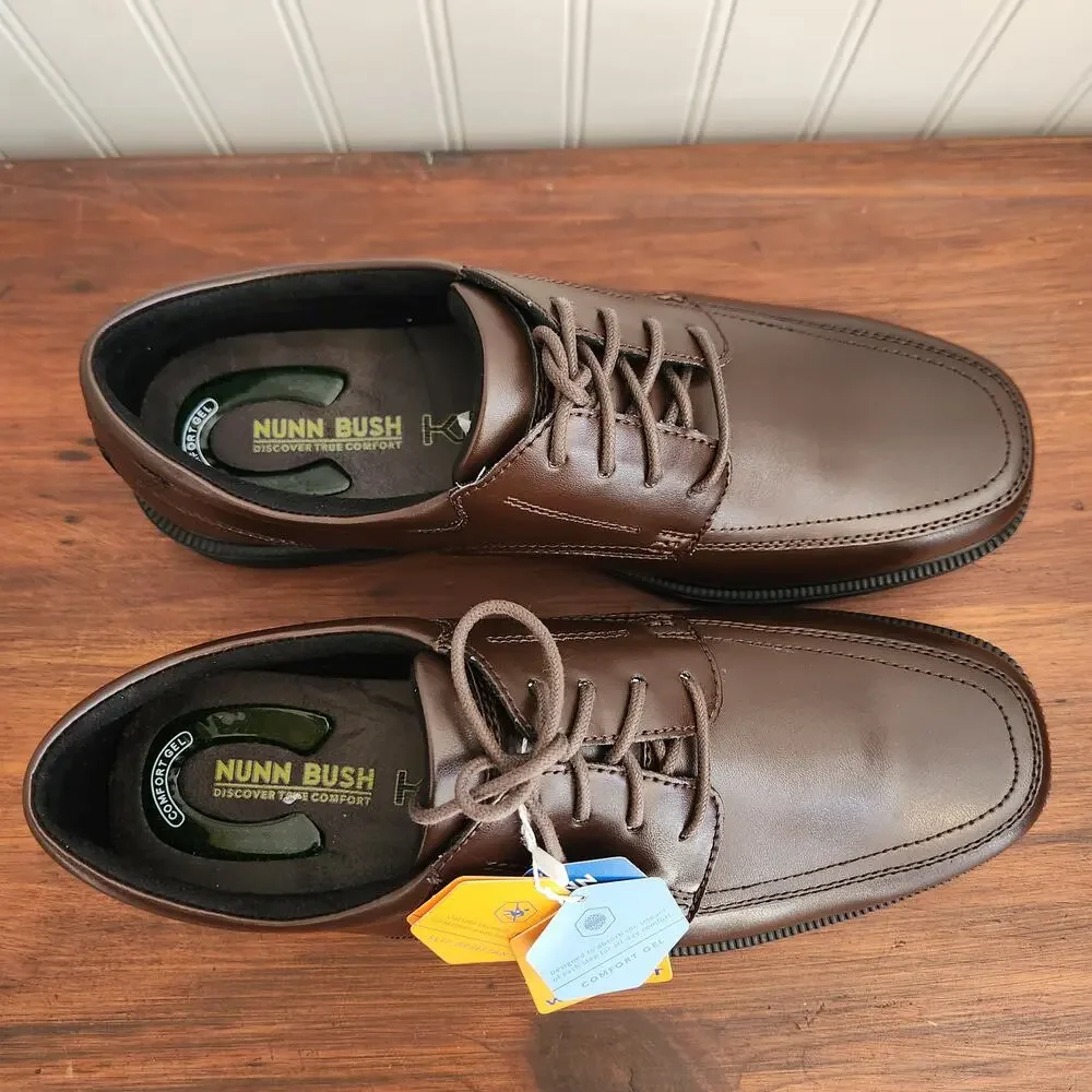 Nunn Bush Men's Size 11 Wide Fit Kore Dark Brown Comfort Dress‎ Shoes New
